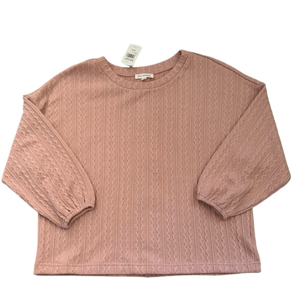 Blu Pepper Pink Textured Cotton 3/4 Sleeve Top Size Small